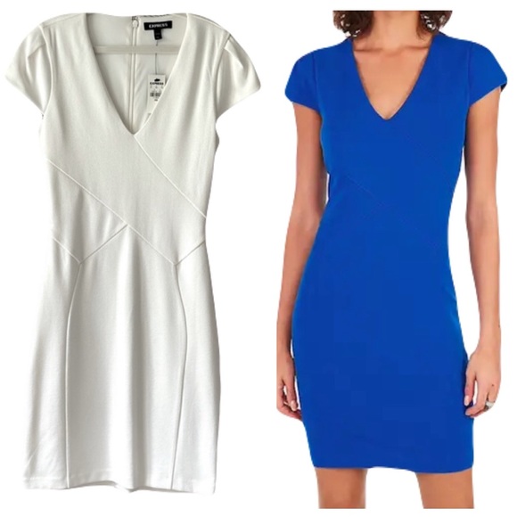 Express White Tulip Sleeve Sheath Dress XXS - Picture 1 of 7